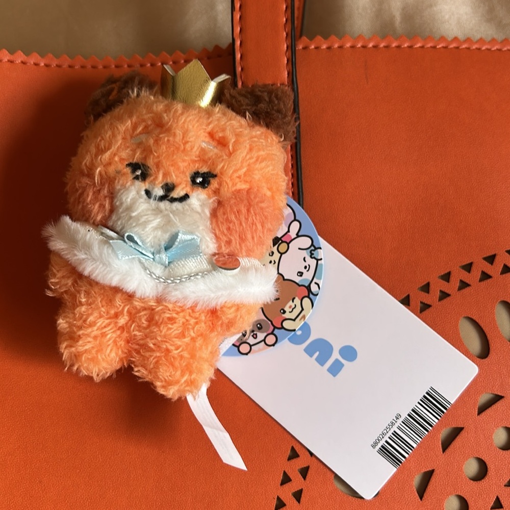 Orange Tote Bag with Cutout Design and perfect matching zeroni - Picture 2 of 5